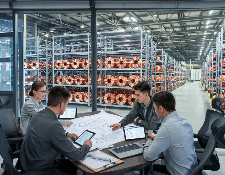 Southwire copper wire supply team reviewing stock records